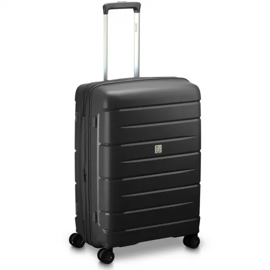 Troler Modo by Roncato Starlight 3.0, 66 x 45 x 27/32cm, expandabil, polipropilena, 74/88 litri, 3.6kg, negru