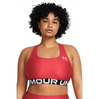 Under Armour, Bustiera cu decupaj pe partea din spate si logo, pentru antrenament Authentics, Rosu, Negru, Alb, XL