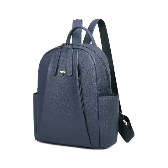 C'iel, Rucsac de piele cu buzunare exterioare Hazel, Albastru prafuit