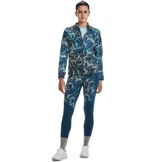Under Armour, Jacheta cu gluga, pentru alergare Storm Outrun, Negru, Albastru petrol, S