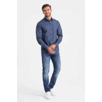 OMBRE, Camasa sim fit cu imprimeu, Bleumarin, 2XL