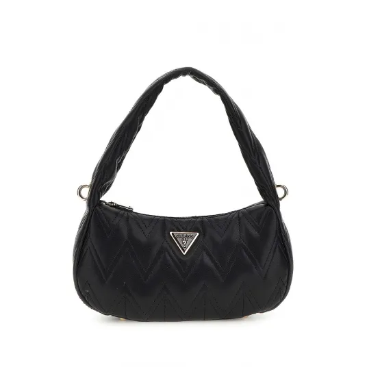 GUESS, Geanta hobo de piele ecologica Eda, Negru