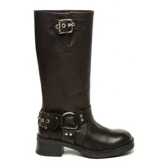 Steve Madden, Cizme medii din piele Beau, Negru, 39