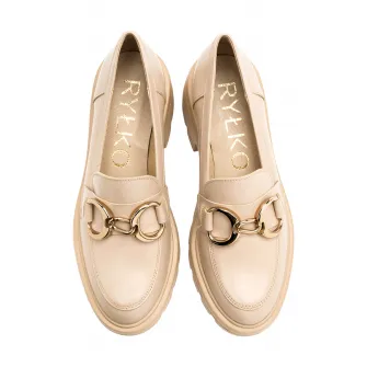 RYЕЃKO, Pantofi loafer de piele Sisi, Auriu, Bej, 40