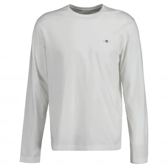 Gant, Bluza regular fit din bumbac cu decolteu la baza gatului Shield, Alb, 2XL
