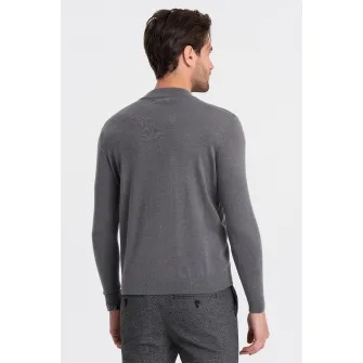 OMBRE, Bluza slim fit cu margini striate, Gri inchis melange, 2XL