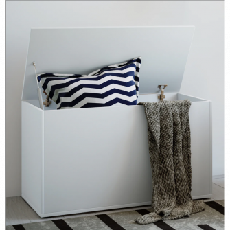 Bancheta cu depozitare Asaro Bendola, 85x42x46 cm, soft close, culoare alb