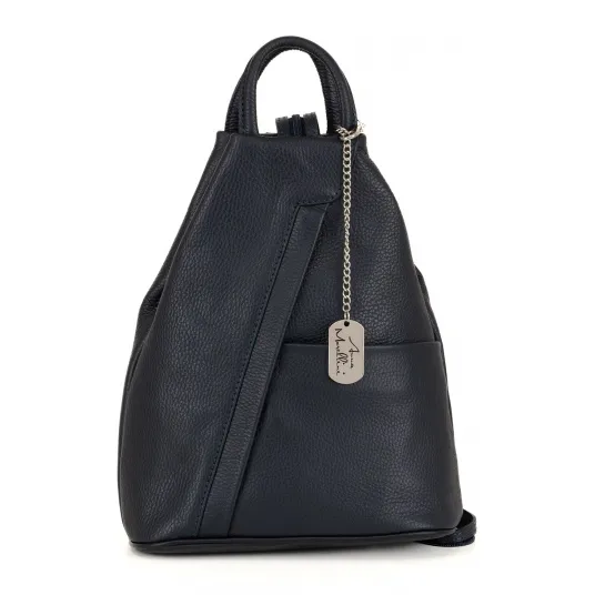 Anna Morellini, Rucsac din piele cu aspect texturat, Albastru ultramarin
