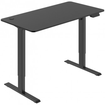 Birou cu inaltime reglabila, A+, cu reglare electrica, 120x60 cm, blat pal/metal, Negru