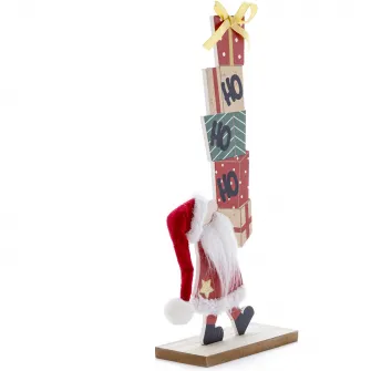 Figurina Kring, Mos Craciun cu cadouri, 27.5 cm, lemn, Rosu