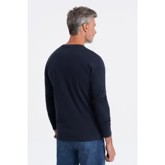 OMBRE, Bluza din bumbac cu decolteu la baza gatului, Bleumarin, M
