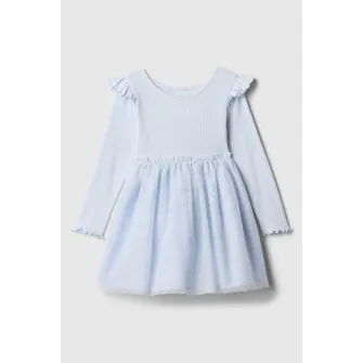 GAP, Rochie evazata cu garnituri din tul, Albastru glaciar, 90 CM
