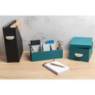 Organizator de birou Exacompta OfficeByMe, 4 compratimente, carton 3mm, Certificare FSC, Albastru