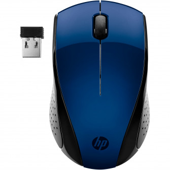 Mouse wireless HP 220 Lumiere Blue, nano-dongle USB 2,4GHz, ambidextru, autonomie max. 15 luni, 1600 DPI, 3 butoane, baterie AA inclusa, albastru