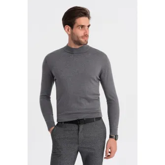 OMBRE, Bluza slim fit cu margini striate, Gri inchis melange, 2XL