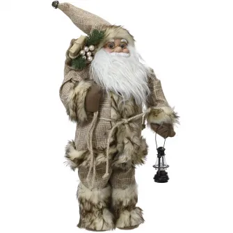 Figurina Mos Craciun Decoris, inaltime 45 cm, 23(L)x14(l) cm, poliester, bej