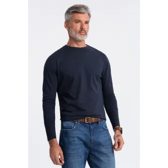 OMBRE, Bluza din bumbac cu decolteu la baza gatului, Bleumarin, M