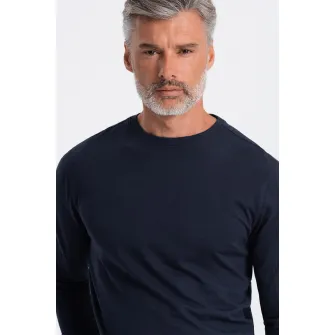 OMBRE, Bluza din bumbac cu decolteu la baza gatului, Bleumarin, M