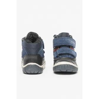 Geox, Ghete impermeabile cu insertii de piele intoarsa, Negru, Bleumarin, 20 EU