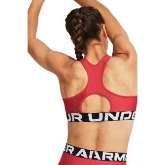Under Armour, Bustiera cu decupaj pe partea din spate si logo, pentru antrenament Authentics, Rosu, Negru, Alb, XL