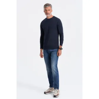 OMBRE, Bluza din bumbac cu decolteu la baza gatului, Bleumarin, M