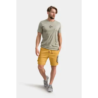KAFT, Pantaloni scurti cargo cu talie ajustabila, Kaki, Galben sofran, 44