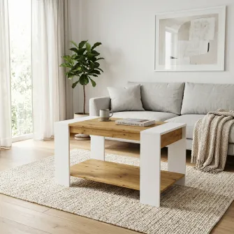 Masa 4home Rio, 90x60x50 cm, Stejar Artizanal/Nimfea Alba