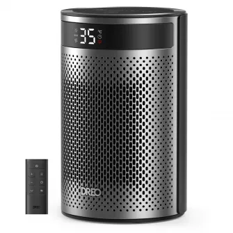 Aeroterma Dreo Atom 416, 1500W, Heater Ceramica, Termostat, Timer 12h, Display LED, Eco Mode, Silentios, Mod Eco, Telecomanda, Negru&Argintiu