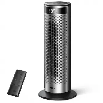 Aeroterma Dreo Solaris SH628, 2000W, Heater Ceramica, Termostat, Eco Mode, Functie Ventilator, Oscilatie 70°, Timer 12h, Silentios, Display LED, Telecomanda, Negru&Argintiu
