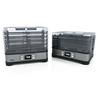 Aparat de deshidratat si uscat alimente iHunt Bro Dehydrator 3-in-1, 250W, 5 tavi, Termostat, Programare, Temperatura pana la 70 grade C, Grey