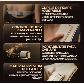 Aparat de masaj cervical iHunt SPA SmartNeck Air 3D, Electrostimulare EMS/TENS, Compresie inteligenta, Functie incalzire, Portabil, Reincarcabil