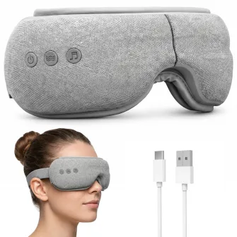 Aparat de masaj ocular si ochi iHunt SPA EyeZen Fold, Design pliabil, Compresie inteligenta cu aer, Functie incalzire, Bluetooth, Portabil, Gray