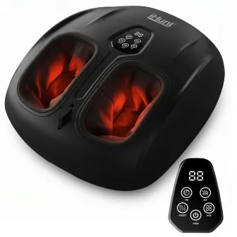 Aparat de masaj pentru picioare si talpi iHunt SPA FootRelax AirHeat, Reflexoterapie, Compresie cu perne de aer, Incalzire, Role masaj, Black