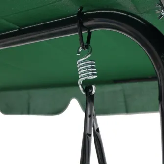 Balansoar de gradina cu umbrar DeHome Joy L2000 verde, 3 locuri, 170 x 115 x 153 cm, 150 kg greutate suportata