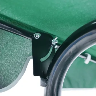 Balansoar de gradina cu umbrar DeHome Joy L2000 verde, 3 locuri, 170 x 115 x 153 cm, 150 kg greutate suportata