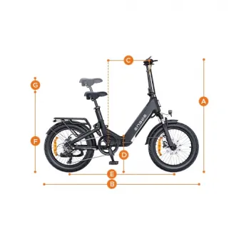 Bicicleta Electrica ENGWE L20 3.0 Boost, 250W, 48V 13.5Ah, Autonomie 135km, Anvelope 20x3.0'', 7 Viteze, Negru