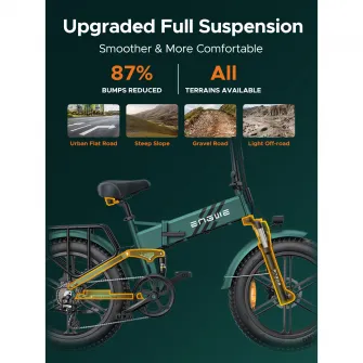 Bicicleta Electrica ENGWE ENGINE Pro 2.0, Baterie de 52V 16Ah, 750W, Anvelope 20x4.0 Fat, Frane Hidraulice, Suspensie Completa, Shimano cu 8 Viteze, Autonomie de 110KM, Negru
