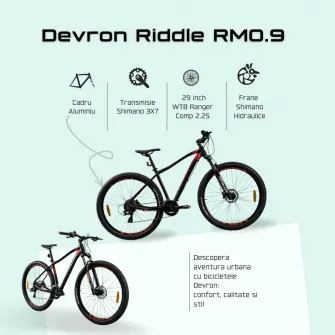 Bicicleta Mtb Devron 2023 RM0.9 - 29 Inch, M, Negru-Rosu