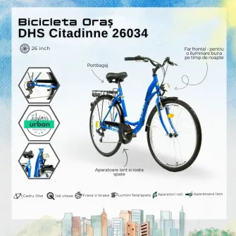 Bicicleta Oras DHS Citadinne 26034 - 26 inch, L, Albastru