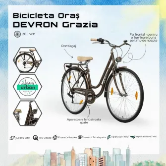 Bicicleta Oras Devron Grazia 6s Retro - 28 Inch, L, Maro
