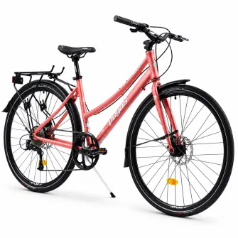 Bicicleta Oras Pegas Hoinar 28 Inch M Roz, Cadru Aluminiu, Shimano 1x9 Viteze, Frane Hidraulice Disc