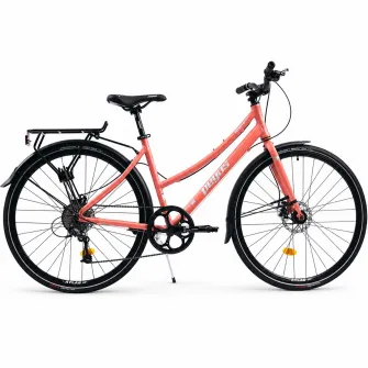 Bicicleta Oras Pegas Hoinar 28 Inch M Roz, Cadru Aluminiu, Shimano 1x9 Viteze, Frane Hidraulice Disc