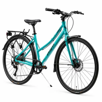 Bicicleta Oras Pegas Hoinar 28 Inch M Turcoaz, Cadru Aluminiu, Shimano 1x9 Viteze, Frane Hidraulice Disc
