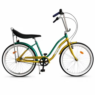 Bicicleta Oras Pegas Strada 2 26 Inch M Auriu/Verde, Cadru Aluminiu, Shimano Nexus 3 Viteze, Frane V-Brake