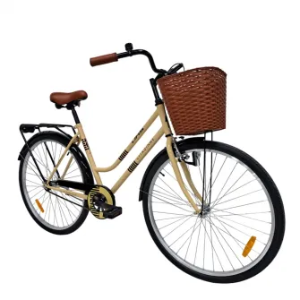 Bicicleta pentru oras DHS Citadinne 2812, roata 28 inch, frana V-Brake fata / Torpedo spate, cos fata, portbagaj, aparatori noroi, crem