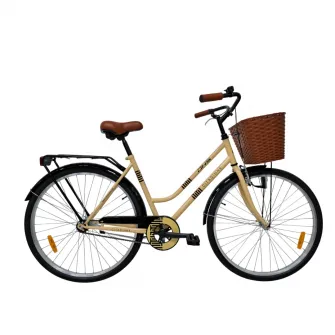 Bicicleta pentru oras DHS Citadinne 2812, roata 28 inch, frana V-Brake fata / Torpedo spate, cos fata, portbagaj, aparatori noroi, crem