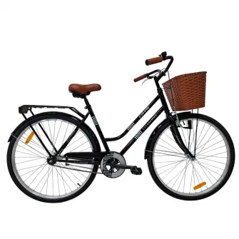 Bicicleta pentru oras DHS Citadinne 2812, roata 28 inch, frana V-Brake fata / Torpedo spate, cos fata, portbagaj, aparatori noroi, negru