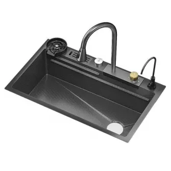 Chiuveta multifunctionala iHunt Sink SC039, cascada apa, display LED, spalator pahare, retractabila