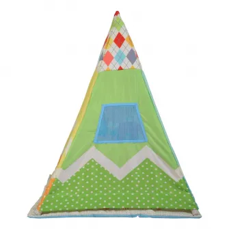 Cort de joaca cu salteluta de activitati 2in1 Happy Space Tipi