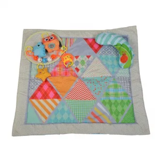 Cort de joaca cu salteluta de activitati 2in1 Happy Space Tipi
